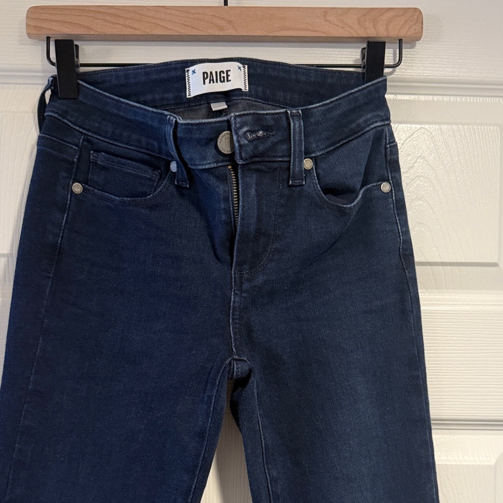 PAIGE Women's mid Rise Dark Blue Boot cut jeans